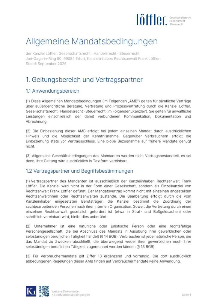 Allgemeine Mandatsbedingungen
